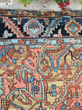 9’8 x 12’3 Antique Heriz with baby blue medallions (#842) - Blue Parakeet Rugs