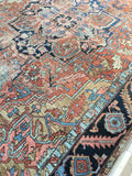 9’8 x 12’3 Antique Heriz with baby blue medallions (#842) - Blue Parakeet Rugs
