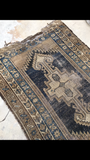 3’6 x 5’ Kurdish Antique Rug - Blue Parakeet Rugs