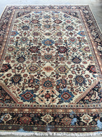 7’5 x 10’1 antique ivory Persian Mahal (#1258) / 8x10 large vintage rug - Blue Parakeet Rugs
