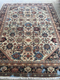 7’5 x 10’1 antique ivory Persian Mahal (#1258) / 8x10 large vintage rug - Blue Parakeet Rugs