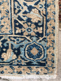 6’7 x 9’6 Ivory n Blue Antique Persian / Large Antique Tabriz / 7x10 - Blue Parakeet Rugs