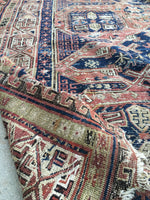 5’1 x 8’1 Antique Soumak flat weave rug - Blue Parakeet Rugs