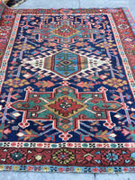 3’5 x 3’11 Antique Heriz - Blue Parakeet Rugs