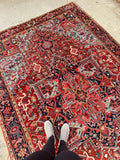 7'3 x 10'5 Antique Heriz with French Blue #2136 / 7x11 Vintage Rug - Blue Parakeet Rugs