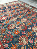3’10 x 5’4 Antique Caucasian Rug (#1323A) - Blue Parakeet Rugs
