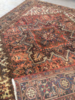 7' x 9'3" Vintage Heriz Rug / Large Vintage Rug - Blue Parakeet Rugs