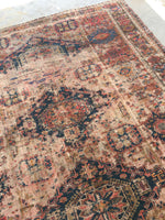 9’ x 10’10 worn Antique Soumak Flatweave Rug - Blue Parakeet Rugs