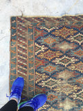 3’7 x5’2 Antique Caucasian Rug - Blue Parakeet Rugs