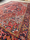 7'3 x 10'5 Antique Heriz with French Blue #2136 / 7x11 Vintage Rug - Blue Parakeet Rugs