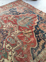 8'8 x 12'2 Rusty n Worn Serapi Heriz Rug - Blue Parakeet Rugs