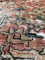 9’4 x 10’8 Love-worn Persian Mahal Rug / large distressed vintage rug (#1016) - Blue Parakeet Rugs