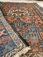 3’1 x 4’5 Antique Persian Heriz Karajeh rug #2376 - Blue Parakeet Rugs