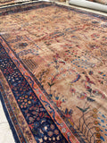 12x20 Palatial Antique Camel Ground rug - Blue Parakeet Rugs