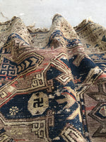 5’1 x 8’1 Antique Soumak flat weave rug - Blue Parakeet Rugs