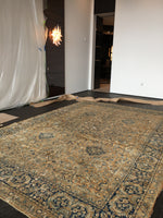 9'9 x 14'7 Worn Antique Persian Yazd Rug /  Large Antique Rug (#1074) - Blue Parakeet Rugs