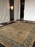 9'9 x 14'7 Worn Antique Persian Yazd Rug /  Large Antique Rug (#1074) - Blue Parakeet Rugs