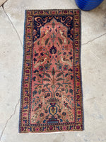2’4 x 4’9 Peacock scatter rug #2424 / Antique Oriental Rug Runner - Blue Parakeet Rugs