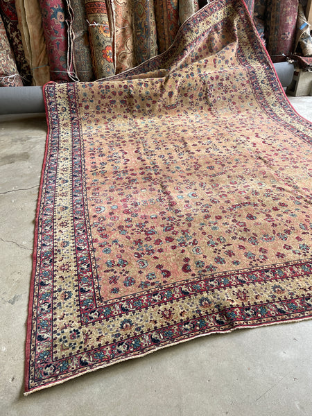 8’4 x 12’6 Antique Persian Kerman rug #2823ML - Blue Parakeet Rugs