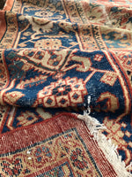 9’4 x 10’8 Love-worn Persian Mahal Rug / large distressed vintage rug (#1016) - Blue Parakeet Rugs
