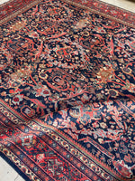 10x14 Navy Blue Persian Mahal Rug / 10x14 Vintage Floral rug #2850