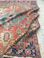 8’3 x 11’ Antique Persian Heriz (#973T) - Blue Parakeet Rugs