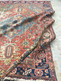 8’3 x 11’ Antique Persian Heriz (#973T) - Blue Parakeet Rugs