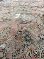 7’8 x 13’5 Antique worn and muted Persian Kerman Lavar rug #1975ML / 8x13 Vintage rug - Blue Parakeet Rugs