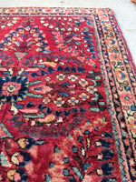 2’ x 2’6 Antique Persian Sarouk mat rug / small 2x3 Persian vintage rug - Blue Parakeet Rugs