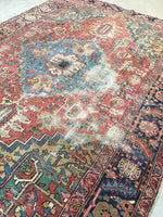 8’3 x 11’ Antique Persian Heriz (#973T) - Blue Parakeet Rugs