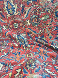 9’8 x 12’8 worn antique Persian Mahal Rug - Blue Parakeet Rugs