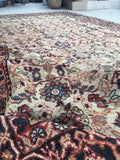 8’10 x 12’ antique ivory Persian Mahal (#1143ML) - Blue Parakeet Rugs
