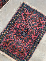 2x3 Antique Persian Scatter Rug #2487 - Blue Parakeet Rugs
