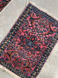 2x3 Antique Persian Scatter Rug #2487 - Blue Parakeet Rugs