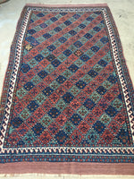 4’6 x 7’9 Antique early 1900's Tribal Rug / 4x7 Vintage Rug (#1277) - Blue Parakeet Rugs