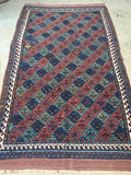 4’6 x 7’9 Antique early 1900's Tribal Rug / 4x7 Vintage Rug (#1277) - Blue Parakeet Rugs
