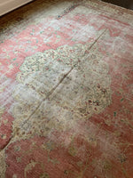 9'2 x 13'4 worn Antique Turkish Rug (#1369) - Blue Parakeet Rugs