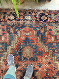7’5 x 10’10 Antique Persian Heriz / Large vintage rug / 8x11 vintage rug (#1226ML) - Blue Parakeet Rugs