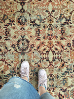 8’10 x 12’ antique ivory Persian Mahal (#1143ML) - Blue Parakeet Rugs