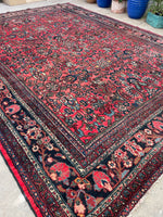 9’ x 12’1 Antique Berry Persian Dargazin Rug #2401 / 7x10 vintage rug - Blue Parakeet Rugs