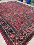 9’ x 12’1 Antique Berry Persian Dargazin Rug #2401 / 7x10 vintage rug - Blue Parakeet Rugs