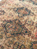 9’ x 10’10 worn Antique Soumak Flatweave Rug - Blue Parakeet Rugs