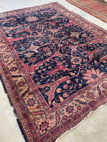 6’4 x 8’11 Antique Turkish rug #2368 - Blue Parakeet Rugs