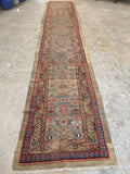 3’1 x 15’9 Antique Persian Camel Hair Serab Runner #2406ML - Blue Parakeet Rugs