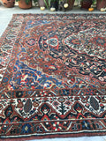 10’9 x 13’1 Antique Persian Bakhtiari rug (#1382) - Blue Parakeet Rugs