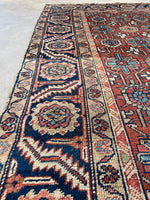 8'8 x 11'8 Antique Persian Heriz rug #2564ML - Blue Parakeet Rugs