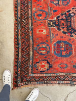 7’1 x 10’1 Antique Soumak Flatweave Rug #2360 / 7x10 vintage rug - Blue Parakeet Rugs