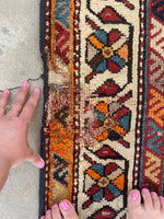 3'9" x 12'9" Kurdish Runner #2274 / Antique Runner / rug runner / Oriental Rug - Blue Parakeet Rugs