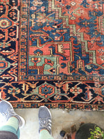 7’5 x 10’10 Antique Persian Heriz / Large vintage rug / 8x11 vintage rug (#1226ML) - Blue Parakeet Rugs