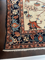 10'5 x 11'5 Antique ivory ground Heriz tribal rug #2054 / 11x12 Vintage Rug - Blue Parakeet Rugs